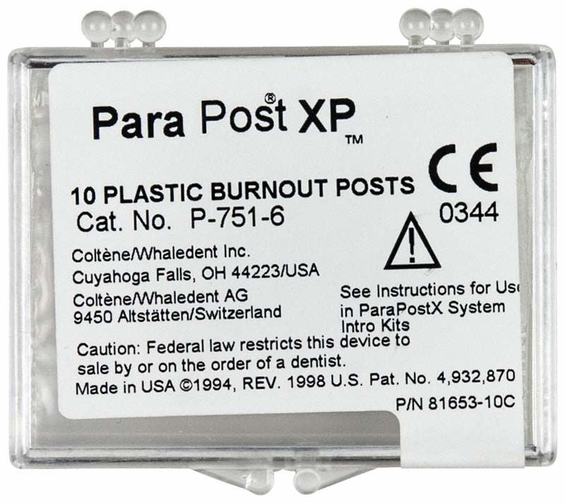 ParaPost® XP™ Ausbrennstifte 10er Packung, Größe 6, schwarz, Verpackungsansicht.