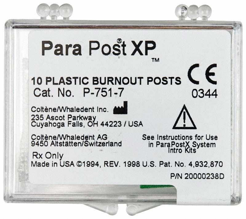 ParaPost® XP™ Ausbrennstifte 10er Packung mit Etikett und Herstellerangaben.