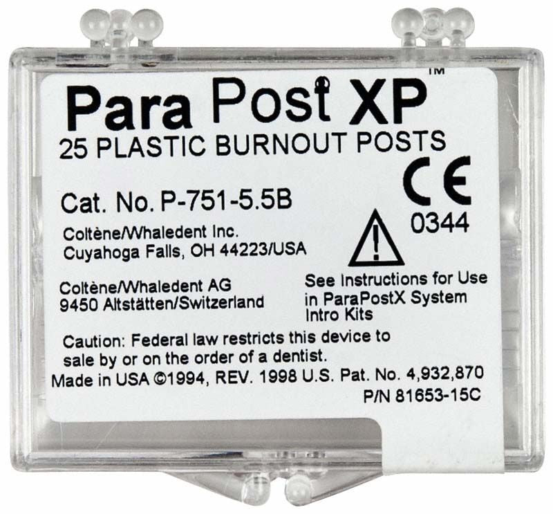 ParaPost® XP™ Ausbrennstifte 25er Packung mit Produktinformationen.