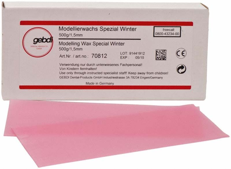 Modellierwachs Spezial 500g, rosa, 1,5mm Dicke, Verpackung.