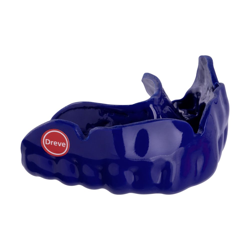 Blauer Drufosoft® Farbtherapie-Mundschutz 120x3mm mit Dreve-Logo.