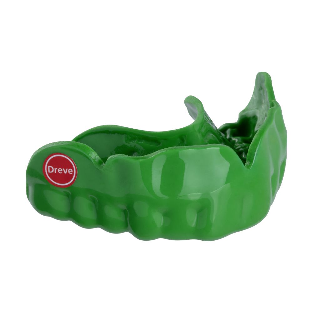 Grüner Drufosoft®colour Zahnschienenrohling 120x3mm mit Dreve-Logo.