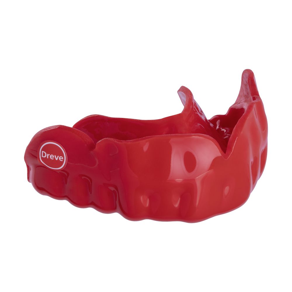 Roter Zahnschutz Drufosoft®colour 120x3mm in Nahaufnahme.