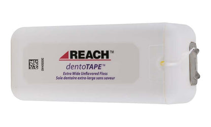 Dentotape Zahnseide Spender 100 m von Reach in weißer Verpackung.