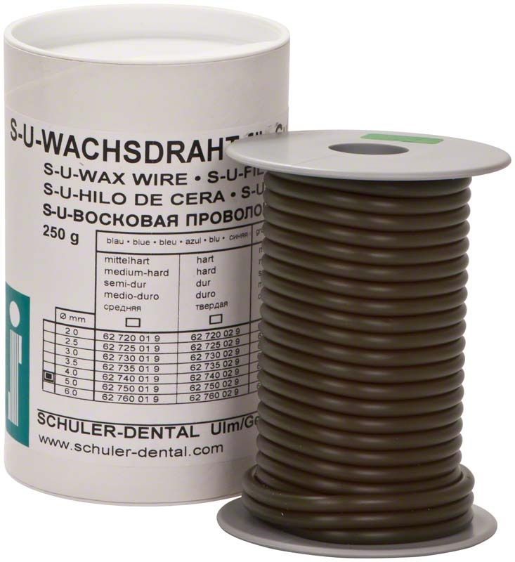 Grüner S-U-Wachsdraht Ø 5,0mm auf Spule vor Verpackung.
