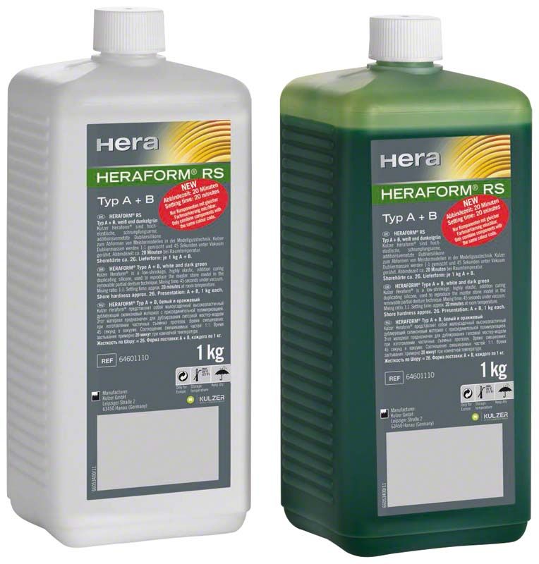 Heraform® RS Typ A + B Behälter, 1 kg, weiß und grün.