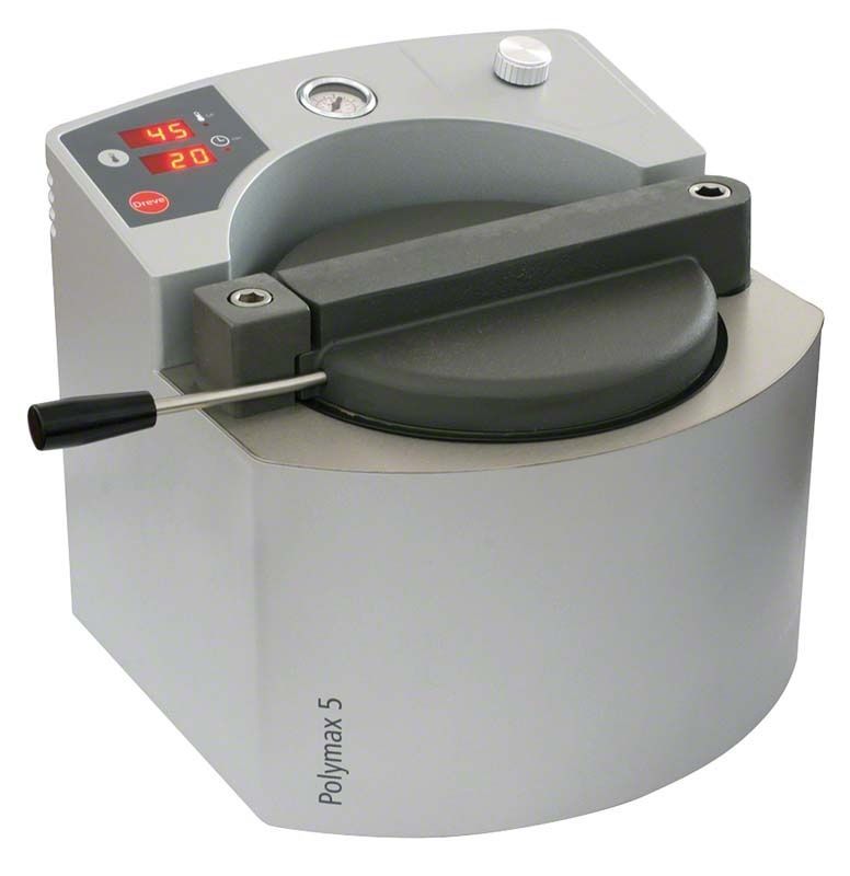 Polymerisationsgerät Polymax 5 silber mit digitaler Temperaturanzeige.