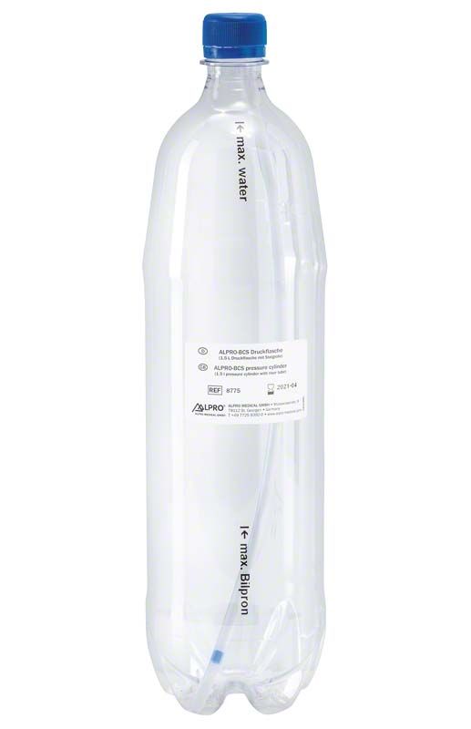 ALPRO-BCS 1,5 Liter Ersatzflasche mit integriertem Steigrohr und blauem Deckel.