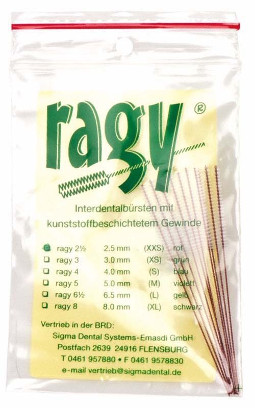 Ragy Interdentalbürsten XXS 2,5 mm in Kunststoffverpackung.