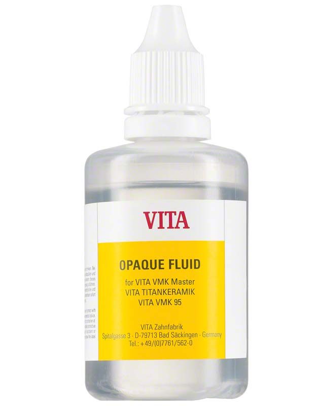 Vita Opaque Fluid 50ml Flasche mit gelbem Etikett und Schraubverschluss.