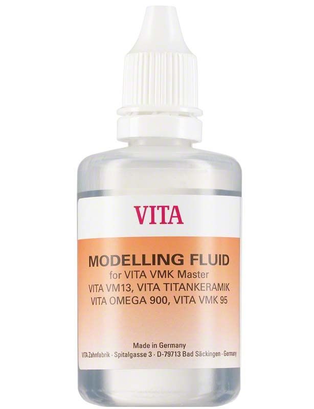 VITA MODELLING FLUID 50ml Flasche mit Dosierspitze für Dentalanwendungen.