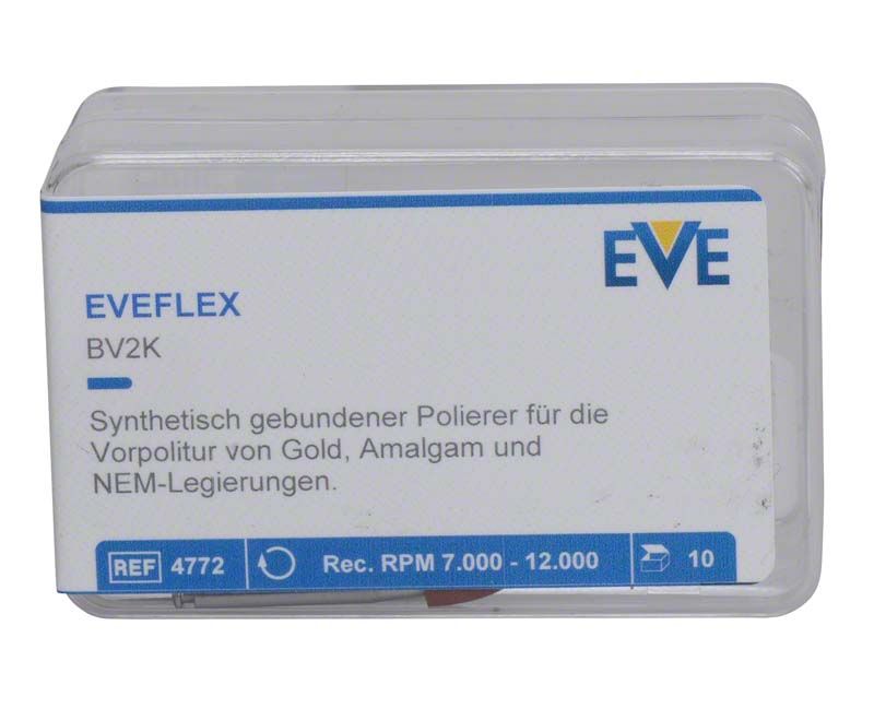 EVEFLEX Polierer Packung mit 10 mittelgroßen Polierern für Zahntechnik.