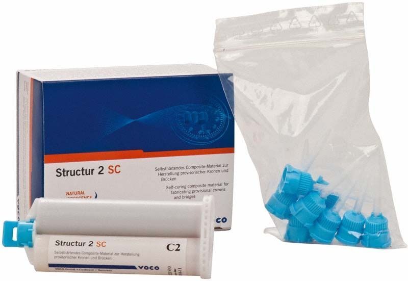 Selbsthärtendes Composite-Material Structur 2 SC Kartusche C2 mit blauen Mischdüsen.