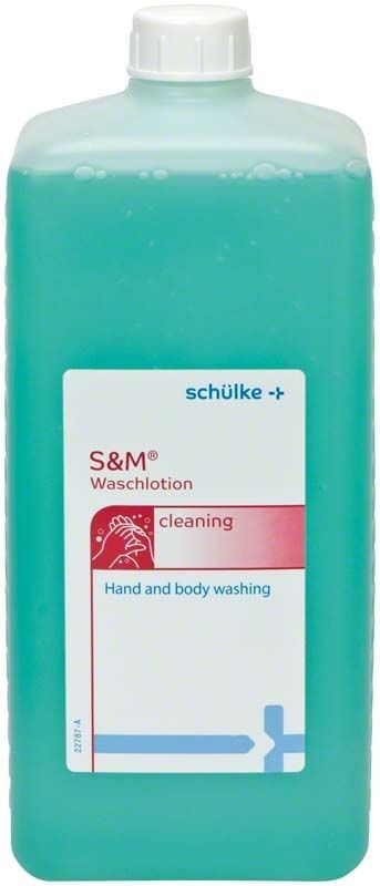 S&M Waschlotion 1 Liter Euroflasche mit Etikett für Hand- und Körperwäsche