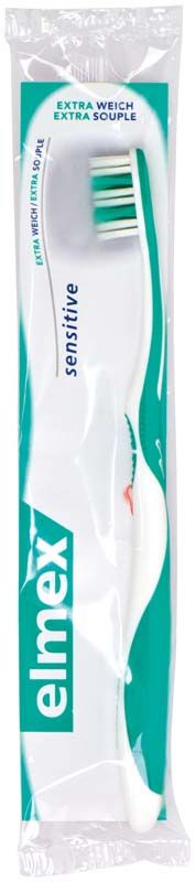 elmex® SENSITIVE PROFESSIONAL™ Zahnbürste in Originalverpackung mit weichen Borsten.