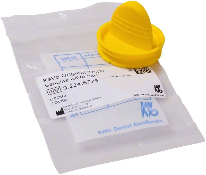 Gelber Filterdeckel 1062 auf Originalverpackung mit Etikett.