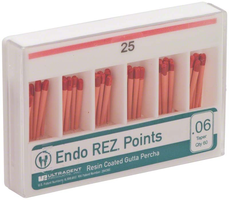Endodontische Guttaperchaspitzen EndoREZ Points .06 Gr. 025 in Verpackung.