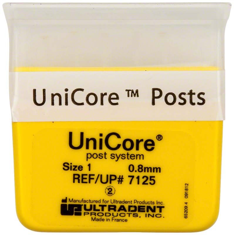 UniCore Wurzelstifte Größe 1 gelb in Verpackung.