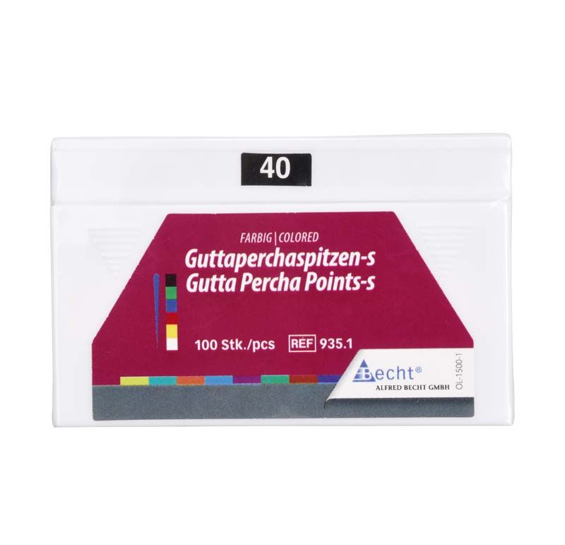 Farbige Guttaperchaspitzen Gr. 40 in Verpackung von medic-star.