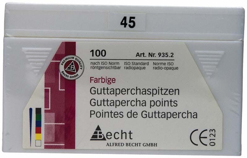 Farbige Guttaperchaspitzen Gr. 45 in weißer Verpackung von medic-star.