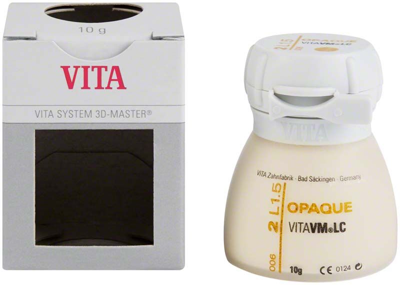VITA VM LC Opaque 3D Dose 2L1.5 mit Verpackung im Hintergrund