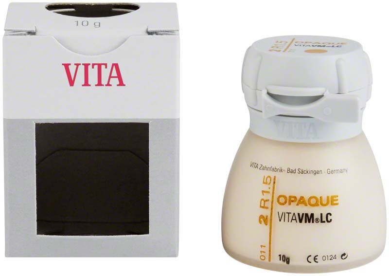 VITAVM LC Opaque 3D Dose 2R1.5 mit Verpackung in Weiß.