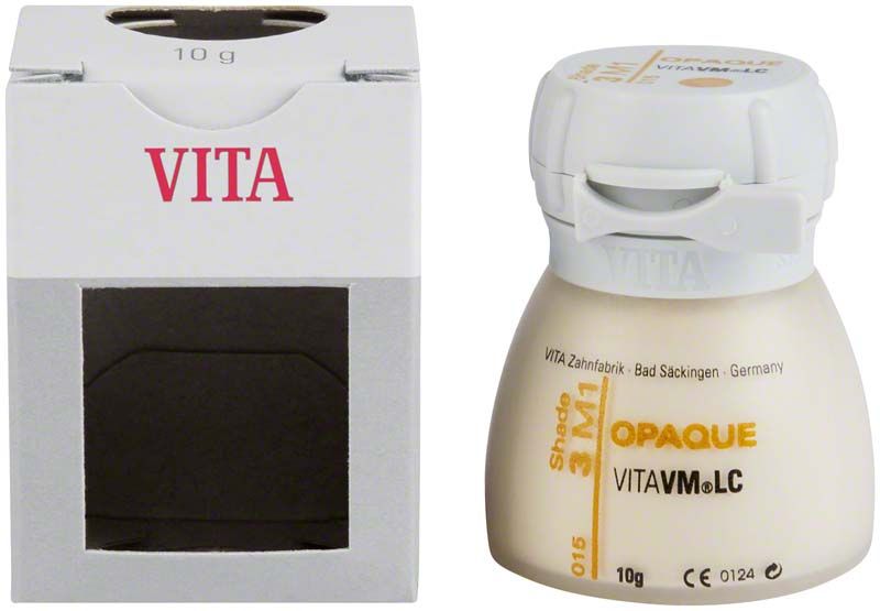 VITA VM LC Opaque 3D Dose 3M1 mit Verpackung im Hintergrund.