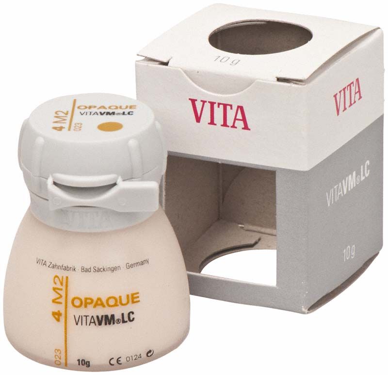 Keramikmaterial VITAVM LC Opaque 4M2 mit Verpackung.