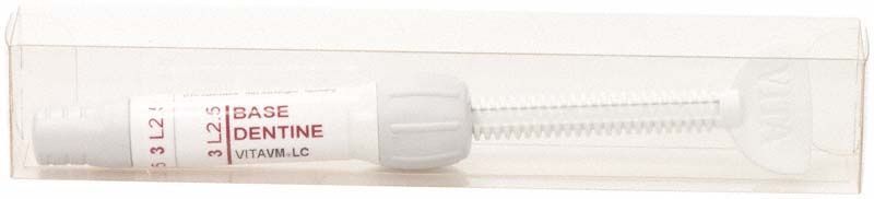 VITAVM®LC BASE DENTINE SYSTEM 3D-MASTER® 3L2.5 in transparenter Verpackung.