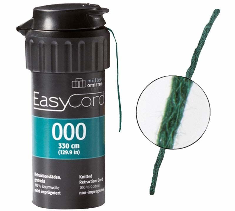 EasyCord Gr. 000 grün, dentaler Retraktionsfaden aus Baumwolle, 330 cm.