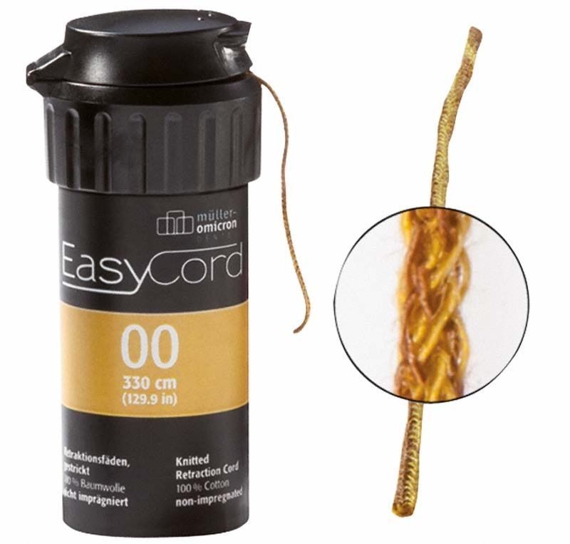EasyCord Retraktionsfäden Gr. 00 in brauner Farbe mit Produktverpackung.