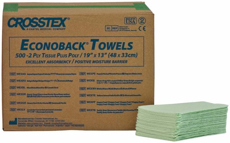 Crosstex Patientenservietten grün mit Verpackung, Economypack für den dentalen Bereich.