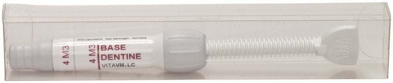VITAVM®LC BASE DENTINE SYSTEM 3D-MASTER® 4M3 in transparenter Verpackung.