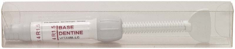 VITAVM®LC BASE DENTINE SYSTEM 3D-MASTER® 4R1.5 in transparenter Verpackung.