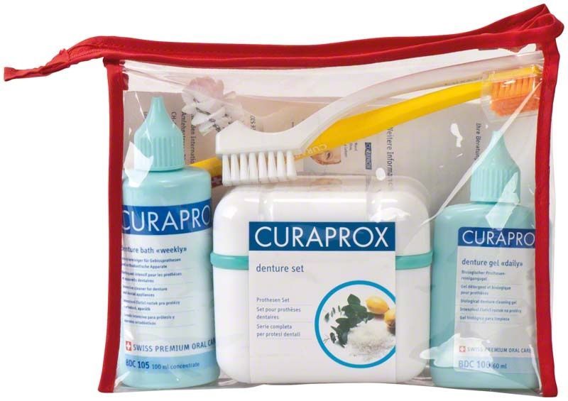 CURAPROX BDC Pflege-Set mit Zahnbürste, Reinigungsflüssigkeiten und Aufbewahrungsbox.