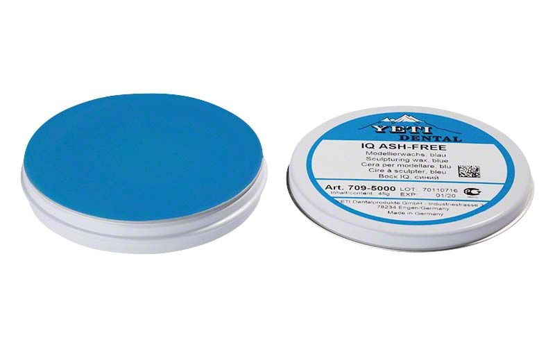 IQ Modellierwachs Dose 45 g blau, aschefrei, mit blauem Deckel.