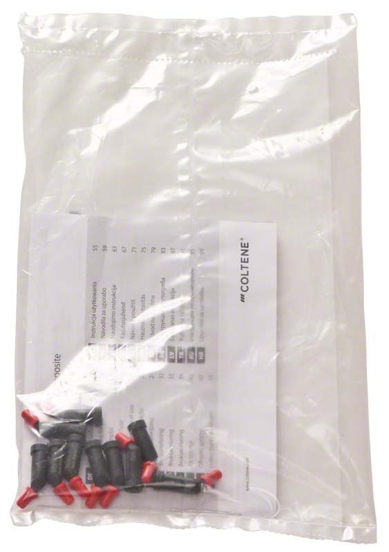 Kunststoffverpackung mit Synergy D6 Kaspeln Dentin white bleach und Beipackzettel.