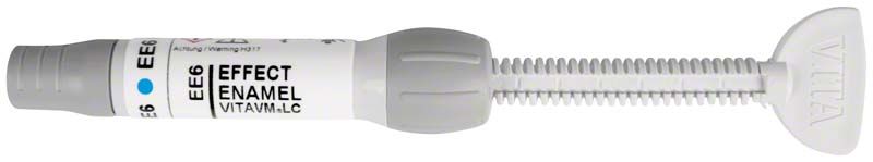 Weißer Applikator mit VITA VM LC 3D Effect Enamel EE6 Beschriftung.