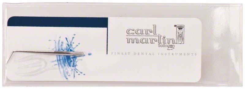 Zahnsondenspitze mit Gewinde, verpackt in einer durchsichtigen Hülle.