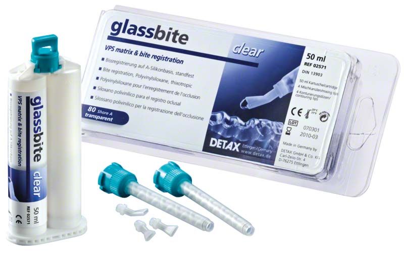 Glassbite Kartusche 50ml mit Zubehör und Verpackung von DETAX.