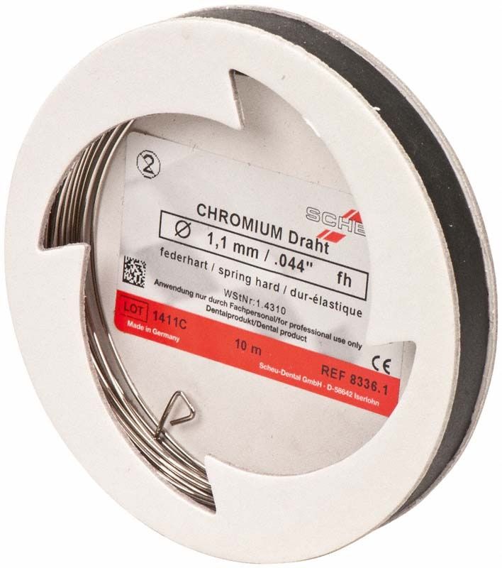 CHROMIUM Spulendraht federhart, 1,1mm x 10m auf Spule.