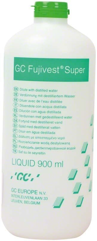 GC Fujivest® Super Liquid 900 ml Flasche mit grüner Kappe.
