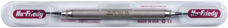 Satin-Stahl-Komposit-Instrument Goldstein Flexi-Thin Mini 3 in Kunststoffverpackung.