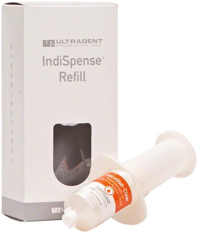 ViscoStat Clear Refill IndiSpense Verpackung mit Dosierspritze.