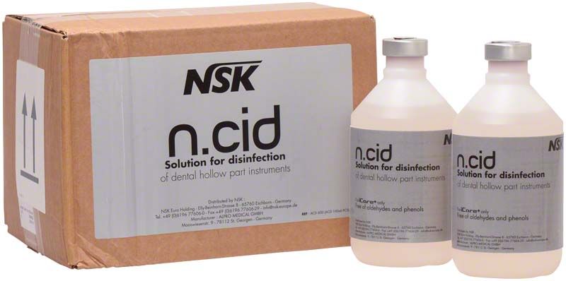 N.Cid Desinfektion 6x500ml Flaschen und Verpackung mit Aufschrift.