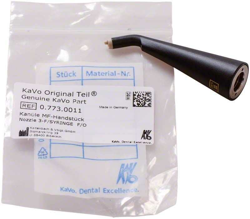 Kanüle MF-Handstück in schwarzer Farbe mit Verpackungsetikett.