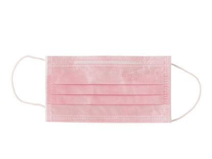 Rosa 3-lagiger Mundschutz mit Gummizug für den dentalen Bereich.