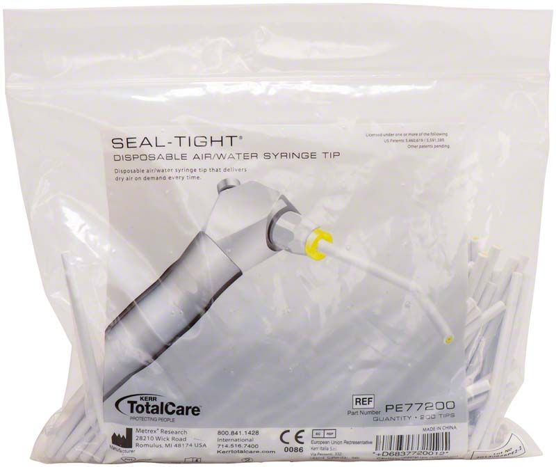 Seal-Tight Einwegspitzen 200er für dentale Multifunktionsspritze in Kunststoffverpackung.