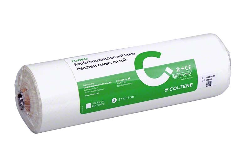 Rolle mit ROEKO Kopfschutztaschen, 27 x 31 cm, weiß.