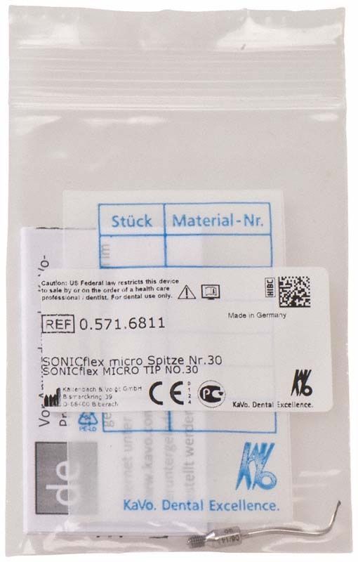 Verpackung der SONICflex micro Spitze Nr. 30 für dentalen Einsatz.